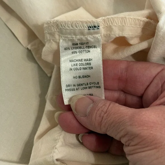 Eleven Stitch Design Womens XL Top Cream Button Up Bohemian Casual 3/4 Sleeves - Picture 8 of 8